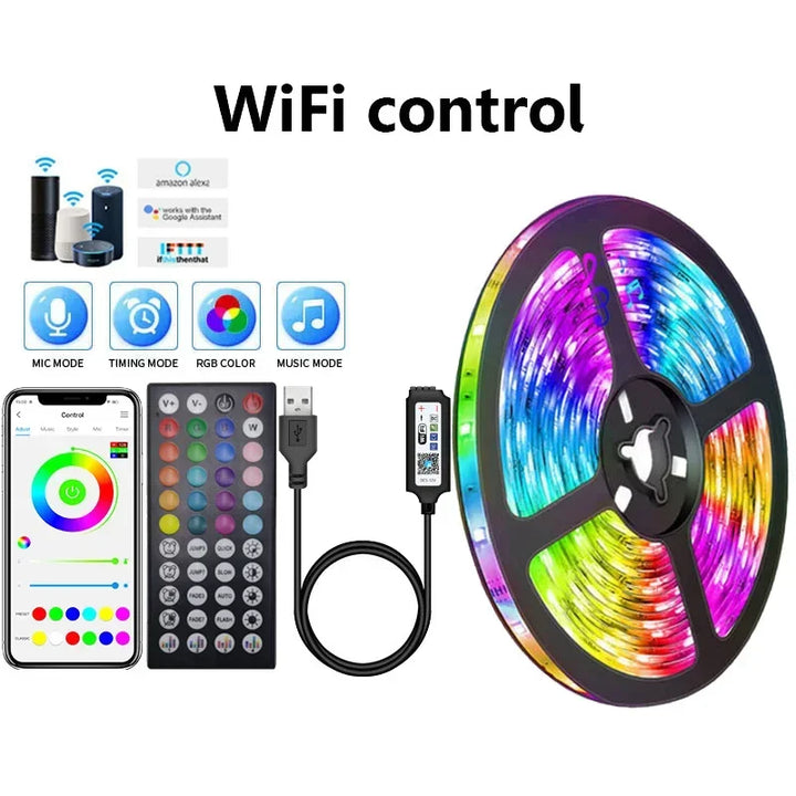 USB RGB LED Strip Lys med App Kontrol til Rum &amp; TV Baggrundsbelysning Dekor