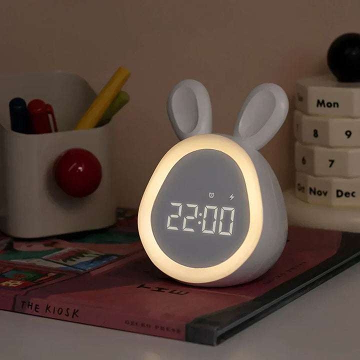 Digital LED Kanin Vækkeur med Nattelys