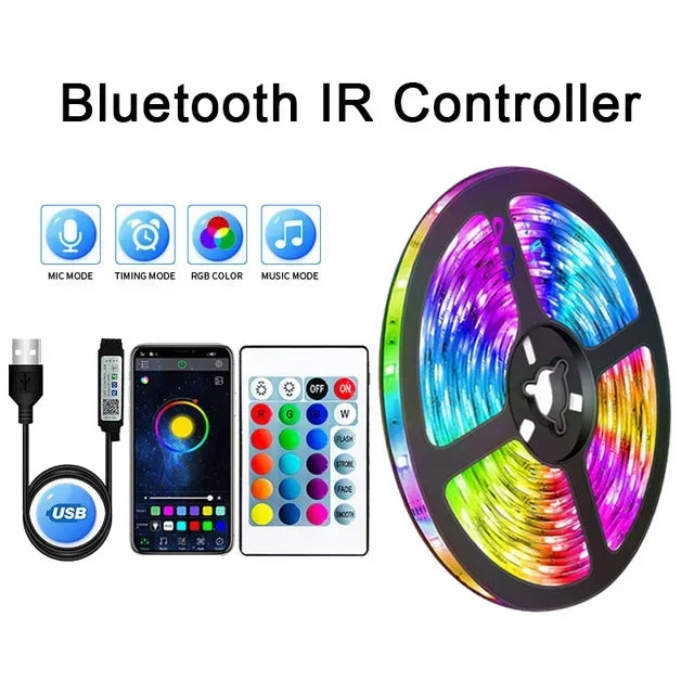 USB RGB LED Strip Lys med App Kontrol til Rum &amp; TV Baggrundsbelysning Dekor