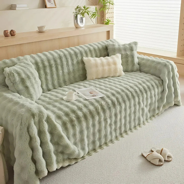 Kaninhår Faux Fur Tæppe Blødt Sofa Betræk