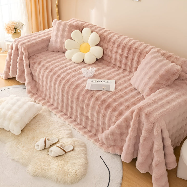 Kaninhår Faux Fur Tæppe Blødt Sofa Betræk