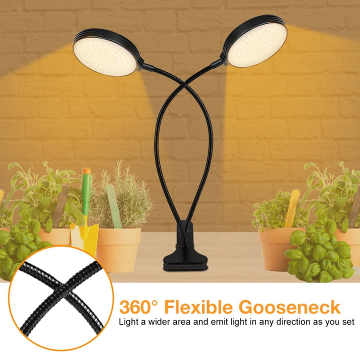 LED Plantevækstlampe USB Fjernbetjening Klemme Vandtæt Fuldspektret Naturligt Hvidt Spireplante Lys, Effekt: 45W Tre Hoveder