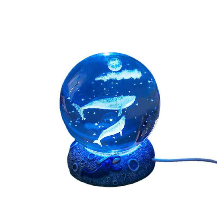 AquaGlobe Krystal Kugle Nattelys | Underwater World LED Lampe | Stemningslys &amp; Dekor til Hjemmet