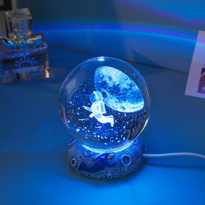AquaGlobe Krystal Kugle Nattelys | Underwater World LED Lampe | Stemningslys &amp; Dekor til Hjemmet