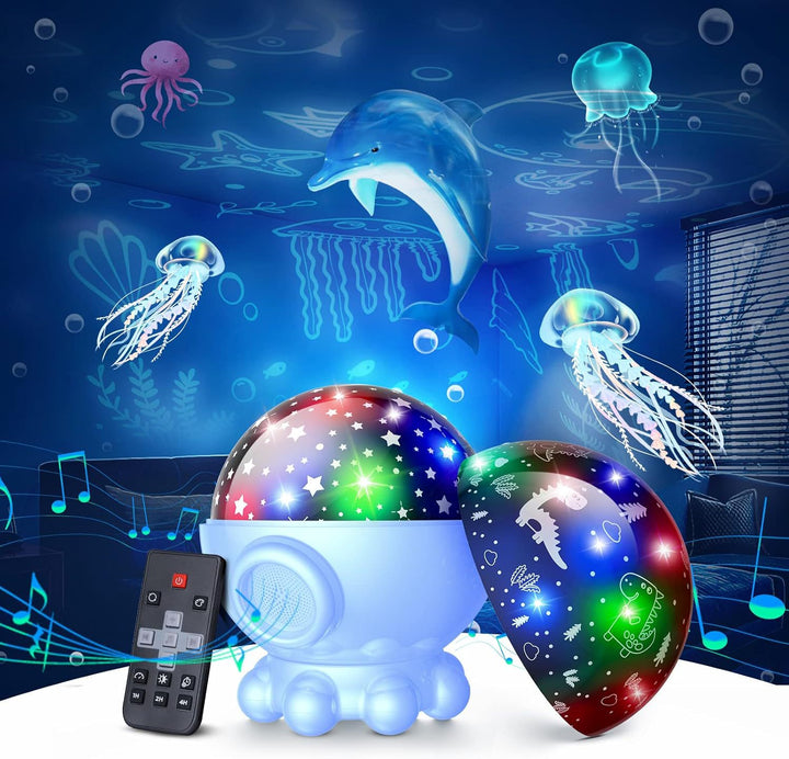 LED Nattelys med Ocean &amp; Stjernehimmel Projektion + Musikfunktion - DreamAura