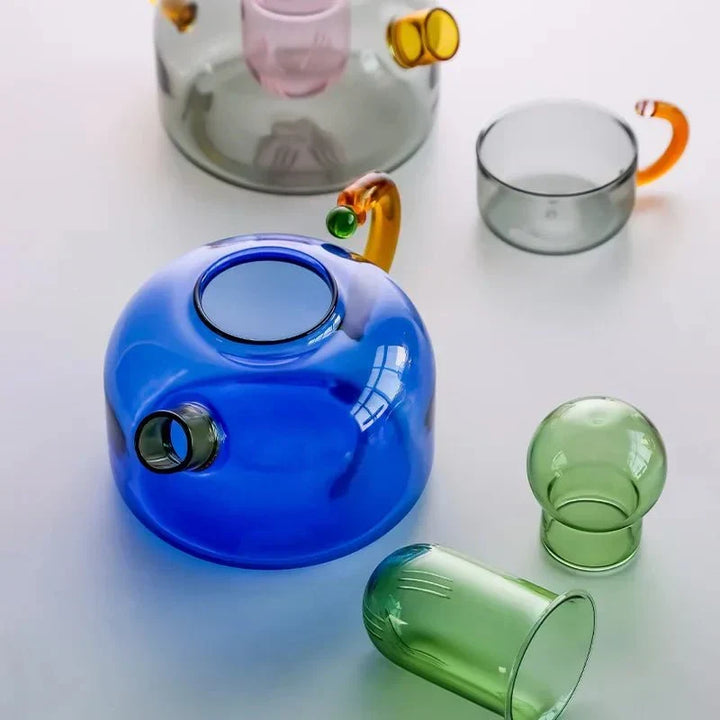 Kontrastfarvet Gennemsigtig Teapot &amp; Kop Sæt