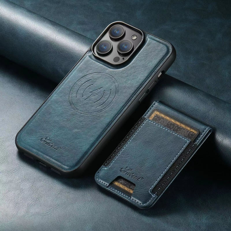 LuxCase Læder Telefon Etui med Kortlomme og Stativ – Kompatibel med iPhone |