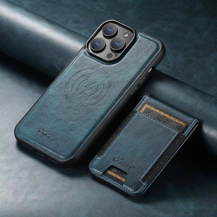 LuxCase Læder Telefon Etui med Kortlomme og Stativ – Kompatibel med iPhone |