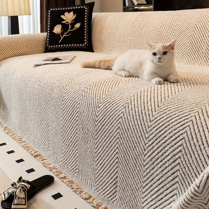 Sofa Betræk Herringbone Mønster Beskyttende Design