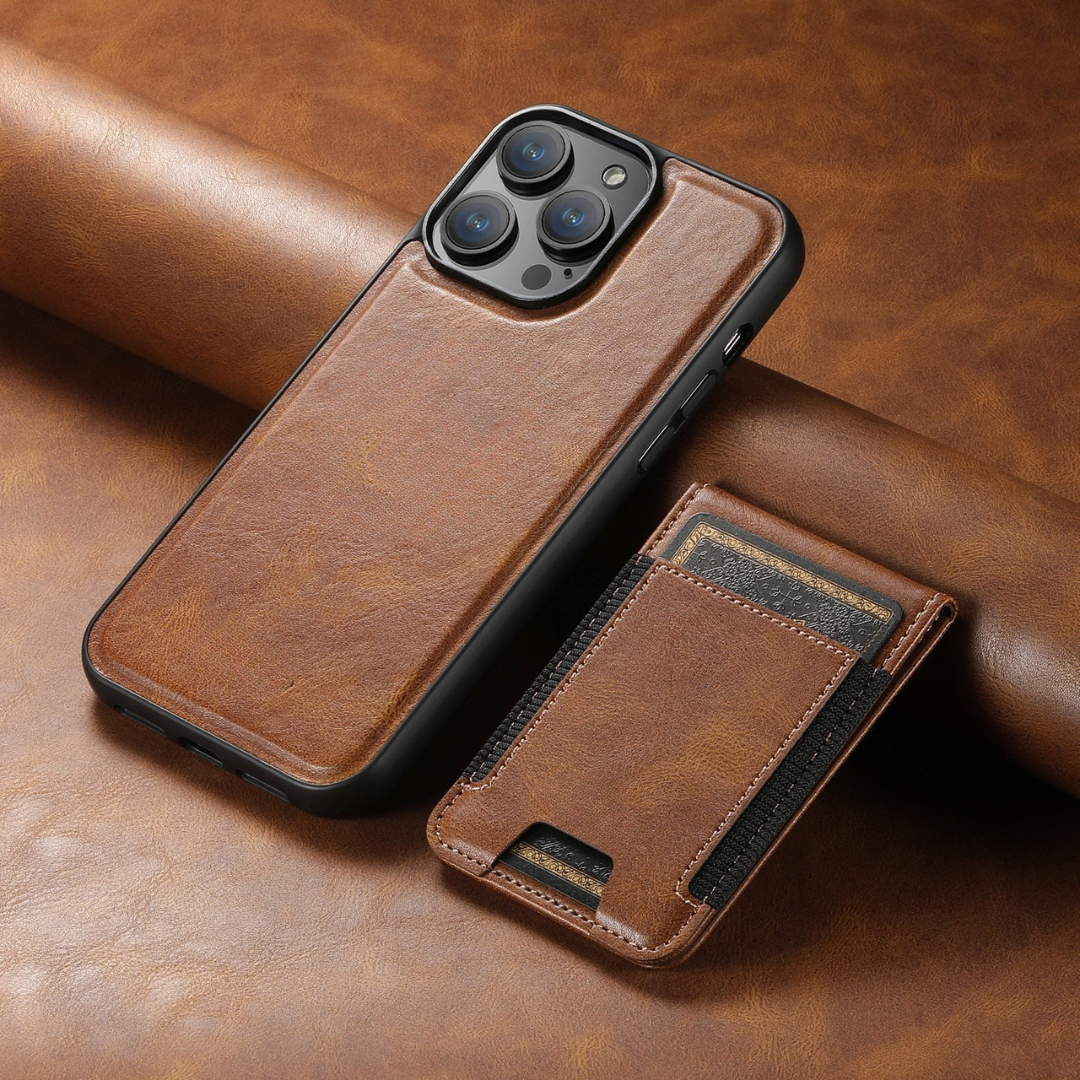 Læder Telefon Etui med Kort Holder og Stativ