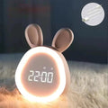 Kaninsvampet børnealarmur med LED-nattelys - BunniGlow