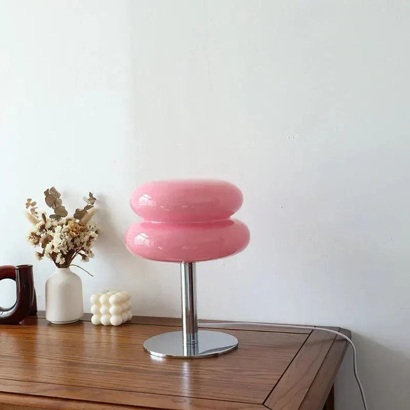Retro Macaron Bordlampe lavet af farvet glas