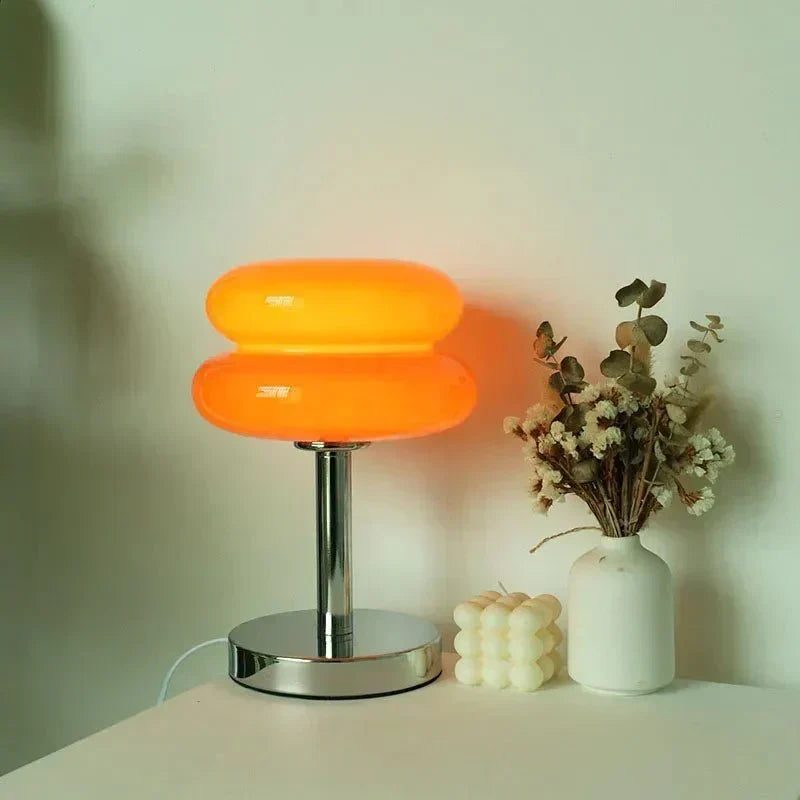 Retro Macaron Bordlampe lavet af farvet glas