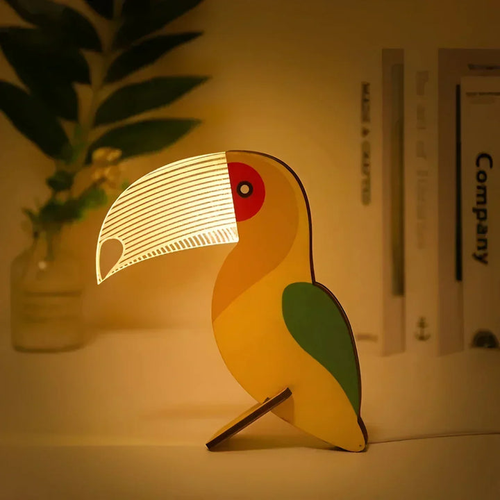 Lumimini Børns Nattelys med Dyremotiver | Blødt LED Lys | USB Forbindelse | Fremstillet af Akryl &amp; Træ